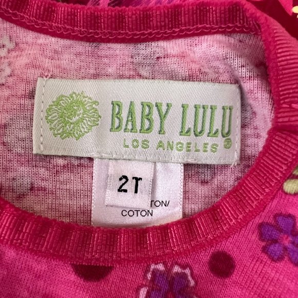 Baby Lulu Dress Girls‎ 2T Pink Floral Stripe Butterfly Ruffle Mixed Media Artsy - Picture 5 of 6